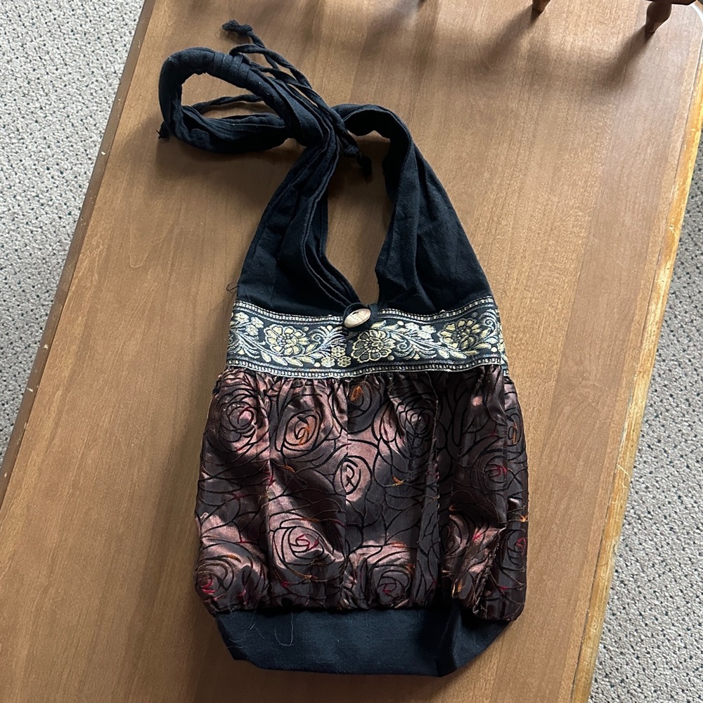 Elegant Black and Brown Women's Cloth Purse
